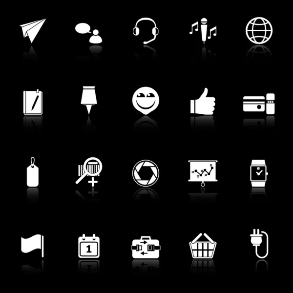 Tecnología gadget iconos de pantalla con reflexionar sobre el fondo negro — Archivo Imágenes Vectoriales