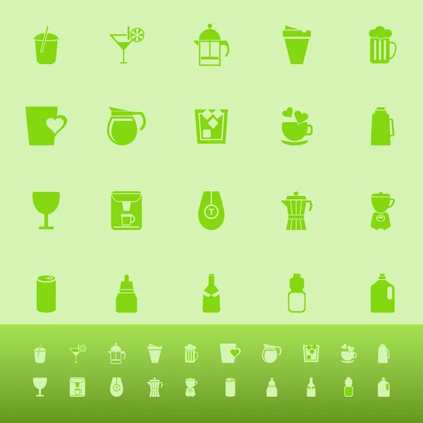 Variety drink color icons on green background — Stock Vector