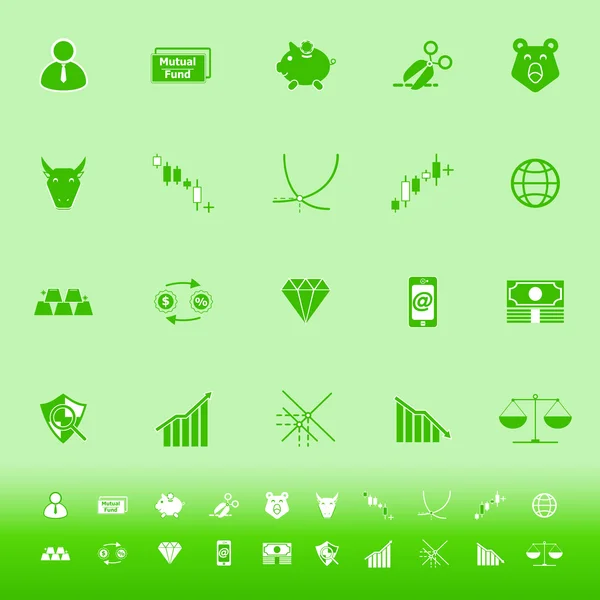 Giełdzie kolor ikony na zielonym tle — Wektor stockowy