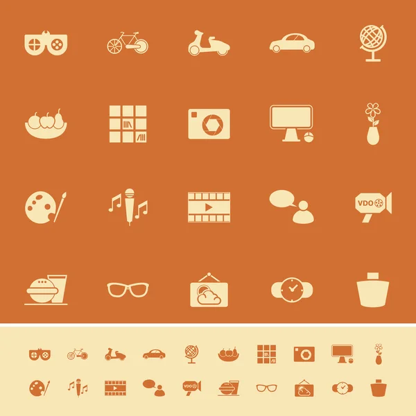Favorite and like color icons on orange background — Stock Vector