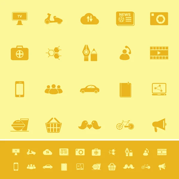 Sociální sítě ikony barevné na žlutém podkladu — Stockový vektor