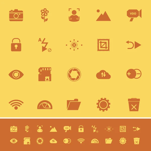 Fotografia segno icone a colori su sfondo arancione — Vettoriale Stock