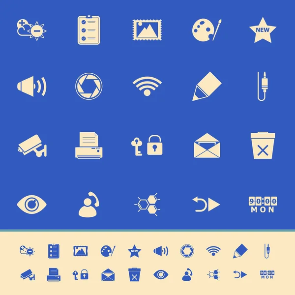 Iconos de color de pantalla de computadora general sobre fondo azul — Archivo Imágenes Vectoriales