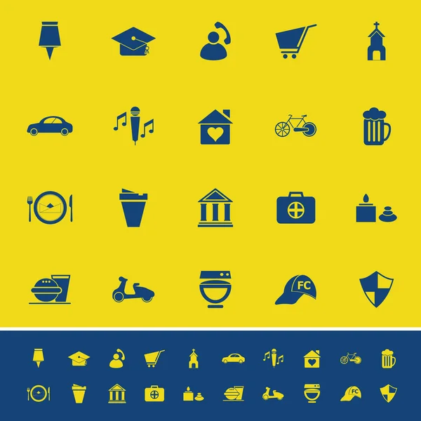 Mapa znak a symbol barevné ikony na žlutém podkladu — Stockový vektor