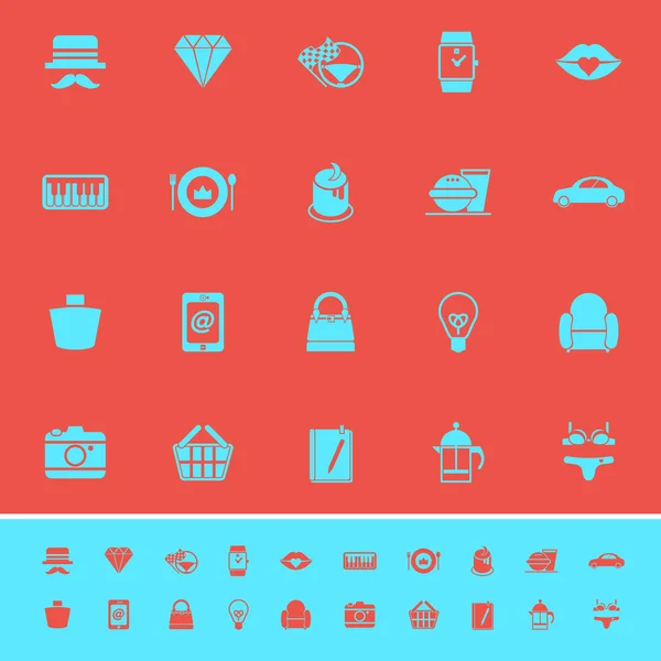 Grande magazzino elemento categoria icone di colore su sfondo rosso — Vettoriale Stock