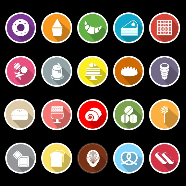 Variety bakery flat icons with long shadow — Stock Vector