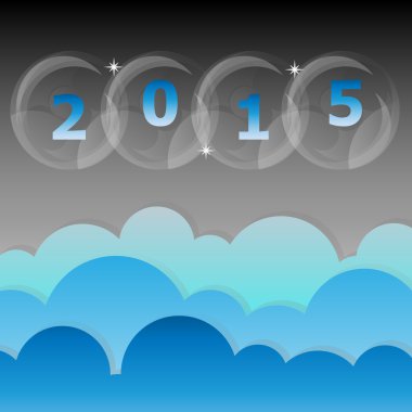 Yeni yıl 2015 gece yıldız ve bulut gökyüzü arka plan