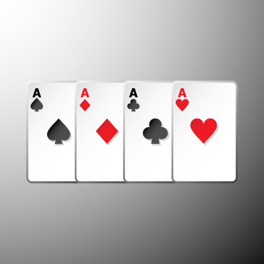 Four playing cards suits symbols on gray background clipart