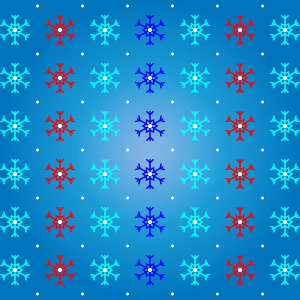 Snow and snowflake on blue pattern background — Stock Vector