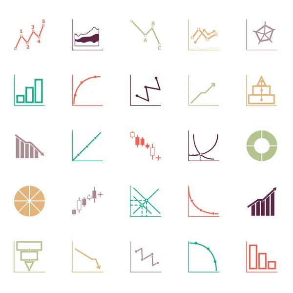 Hospodářská a investic diagram ikony plochý Barva čáry — Stockový vektor