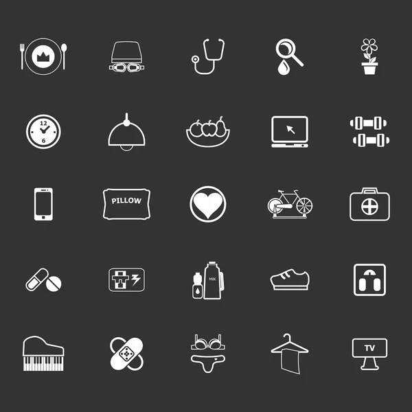 Quality life line icons on gray background — Stock Vector