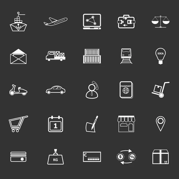 Iconos de línea de negocios internacionales sobre fondo gris — Vector de stock