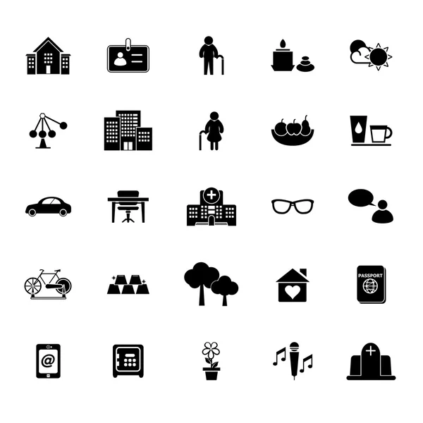 Retirement community icons on white background — Stock Vector