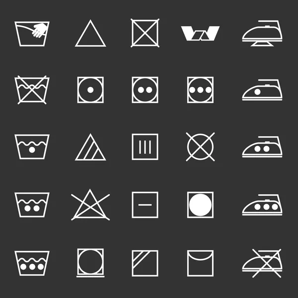 Stoffpflege Zeichen und Symbole auf grauem Hintergrund — Stockvektor