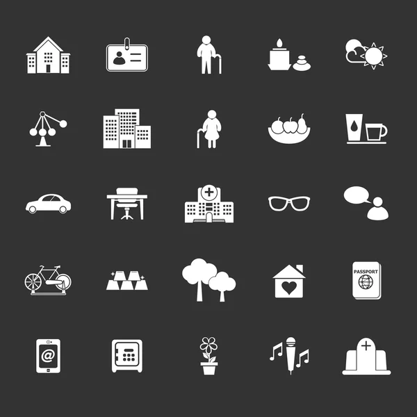 Retirement community icons on gray background — Stock Vector
