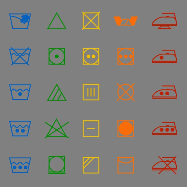 Signo de cuidado de la tela e iconos de color símbolo — Archivo Imágenes Vectoriales