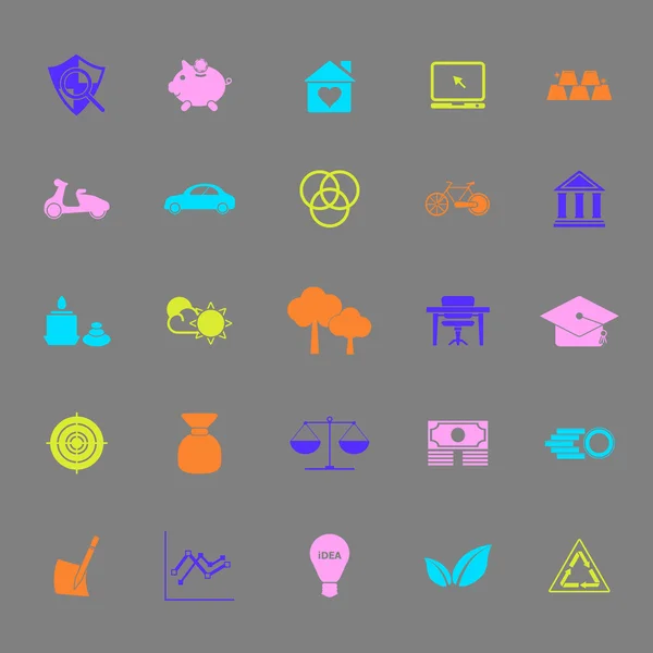 Suficientes iconos de color de la economía sobre fondo gris — Archivo Imágenes Vectoriales