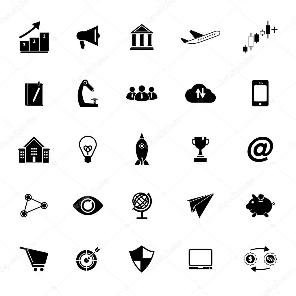 Startup business icons on white background