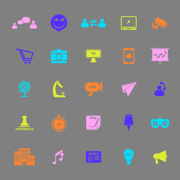 Medios de comunicación iconos de color de marketing sobre fondo gris — Archivo Imágenes Vectoriales