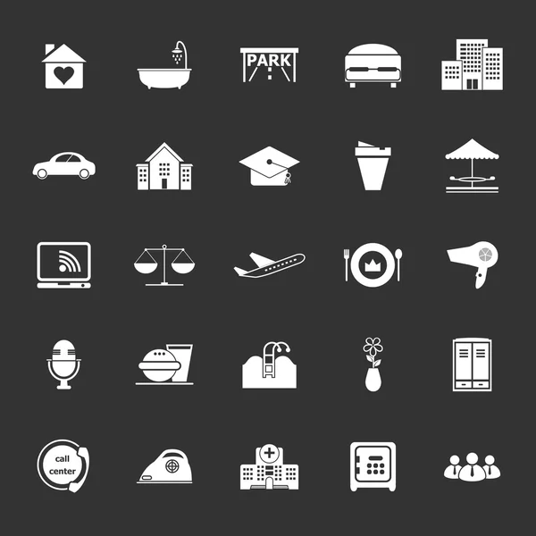 Iconos de negocios de hospitalidad sobre fondo gris — Vector de stock