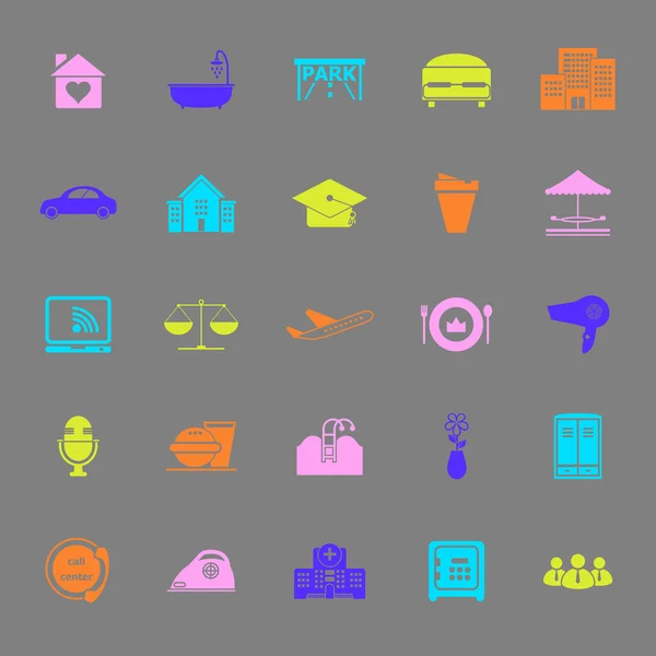 Iconos de color de negocio de hospitalidad sobre fondo gris — Archivo Imágenes Vectoriales