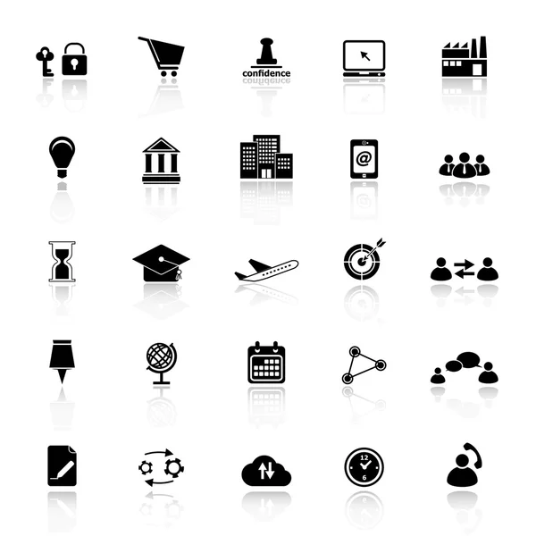 Business connection icons with reflect on white background — Stock Vector