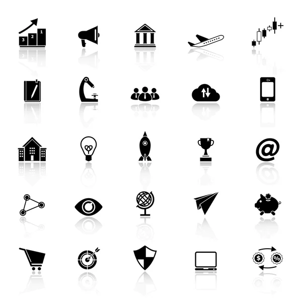 Startup business icons with reflect on white background — Stock Vector