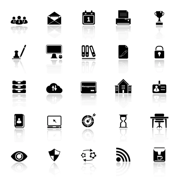 Business management icons with reflect on white background — Stock Vector