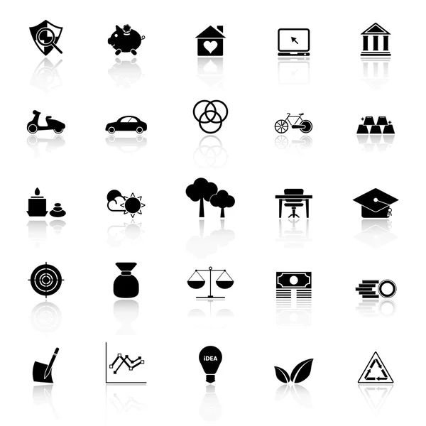 Sufficient economy icons with reflect on white background — Stock Vector