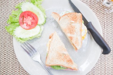 Tam buğday jambon ve peynirli sandviç