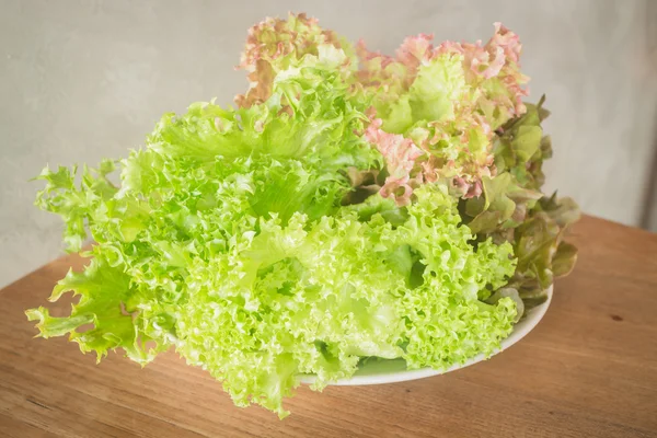 Fresh salad vegetable on wooden background — Stock Photo, Image