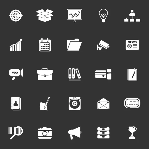 Icone dati e informazioni su sfondo grigio — Vettoriale Stock
