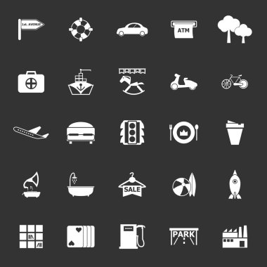 Gri arka plan harita yer simgeleri