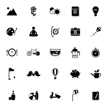 Beyaz arka plan üzerinde yavaş hayat faaliyet simgeleri