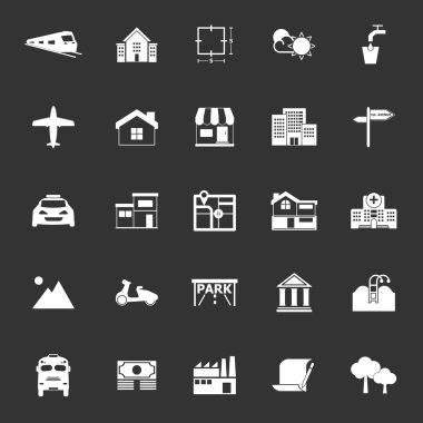 Real estate icons on gray background clipart