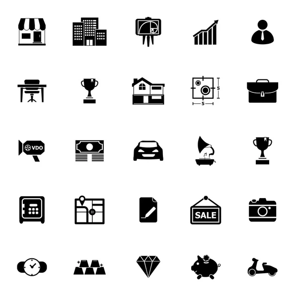 Iconos de activos y propiedades sobre fondo blanco — Vector de stock