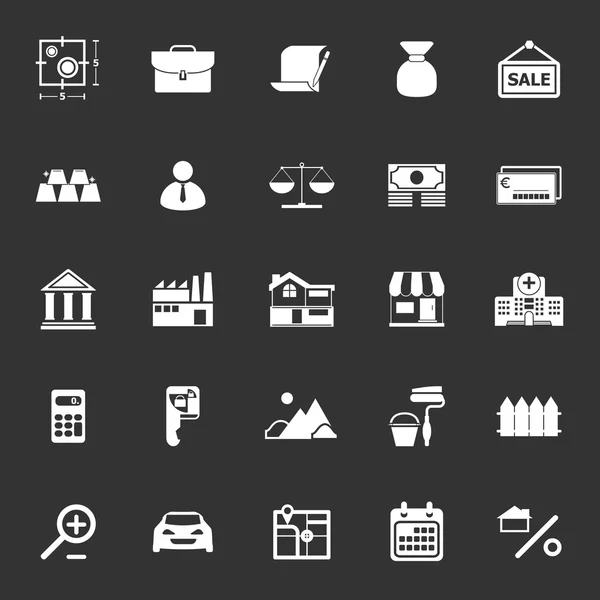 Hipoteca y préstamos hipotecarios iconos sobre fondo gris — Vector de stock