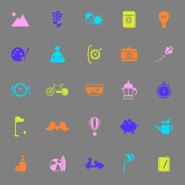 Slow life activity color icons on gray background — Stock Vector