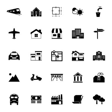 Real estate icons on white background clipart
