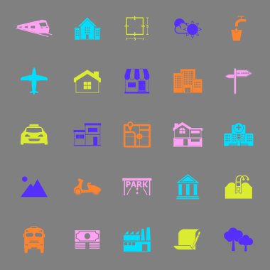 Real estate color icons on gray background clipart