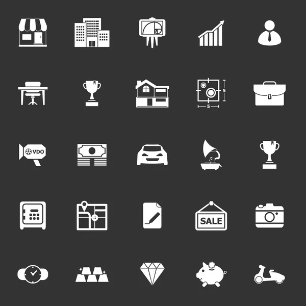 Iconos de activos y propiedades sobre fondo gris — Vector de stock