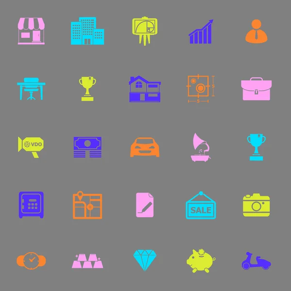 Asset and property icons on gray background — Stock Vector