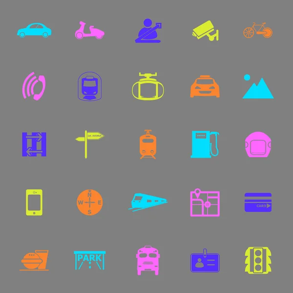 Transporte terrestre relacionados con iconos de color sobre fondo gris — Vector de stock