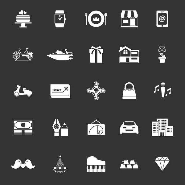 Birthday gift icons on gray background — Stock Vector