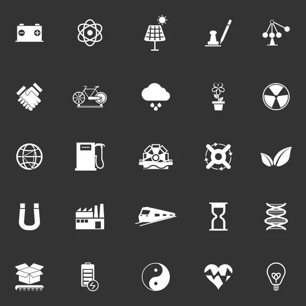 Renewable energy icons on gray background — Stock Vector