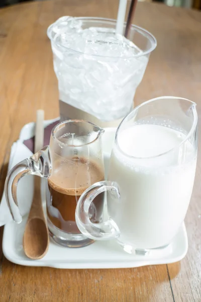Ingredient of ice coffee mocha — Stock Photo, Image