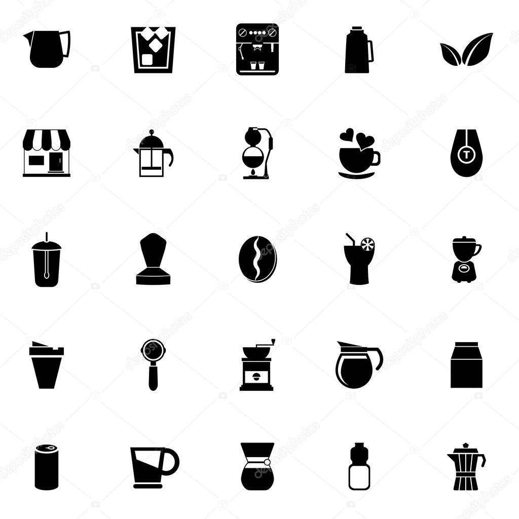 Coffee and tea icons on white background