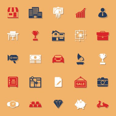 Asset and property classic color icons with shadow clipart