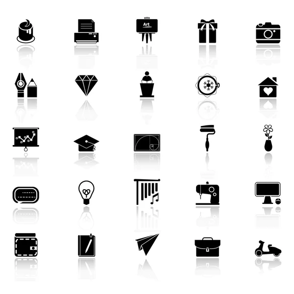 Art and creation icons with reflect on white background — Stock Vector
