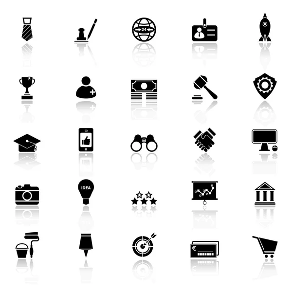 Icone PMI con riflessi su sfondo bianco — Vettoriale Stock
